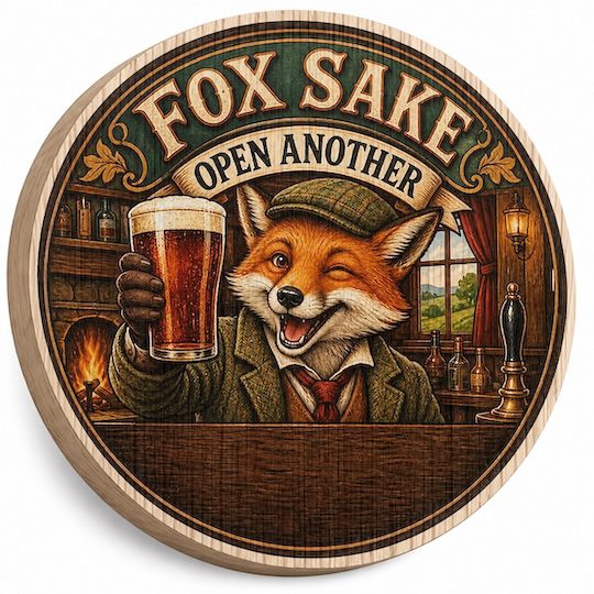 Fox Sake Open Another Wooden Fridge magnet and bottle opener