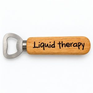 Wooden bottle opener printed with Liquid Therapy